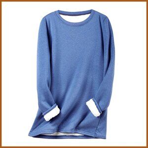 Sherpa Lined Fleece Crewneck Sweatshirt Pullover Loungewear Tunic Top